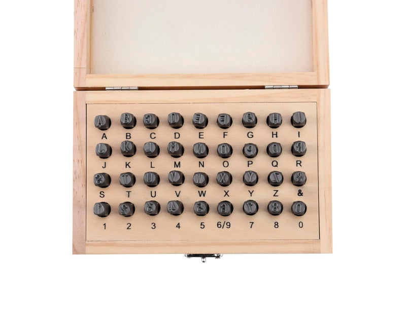 HimaPro Letter and Number Stamp Set 36pcs 40Cr Alloy Steel Metal Stamp Number & Letter Punch Set in a Wooden case (6mm 1/4 Inch) - Image 4